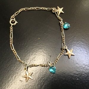 Vintage 60s silver/blue BOHO charm bracelet